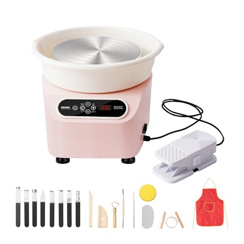 VEVOR Töpferscheibe, 28 cm Töpferformmaschine, 450 W elektrische Töpferscheibe mit Pedal und LCD-Touchscreen, Keramikscheibe mit Direktantrieb und Formwerkzeugen für Heimwerker-Kunsthandwerk, Rosa VEVOR Töpferscheibe, 28 cm Töpferformmaschine, 450 W elektrische Töpferscheibe mit Pedal und LCD-Touchscreen, Keramikscheibe mit Direktantrieb und Formwerkzeugen für Heimwerker-Kunsthandwerk, Rosa von VEVOR