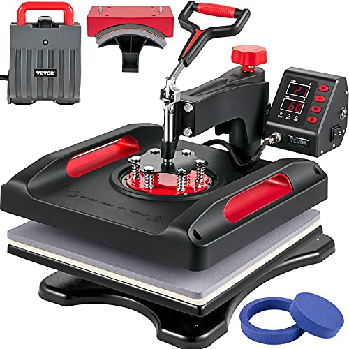 VEVOR Transferpresse 5 in 1 Heat Press Maschine 38x38cm T-Shirt Druckmaschine 1000W Hitzepresse Textilpresse Schwarz Wärmepresse 360 Grad Wegschwenkbar mit Digitaler LED-Temperatur- & Zeitcontroller VEVOR Transferpresse 5 in 1 Heat Press Maschine 38x38cm T-Shirt Druckmaschine 1000W Hitzepresse Textilpresse Schwarz Wärmepresse 360 Grad Wegschwenkbar mit Digitaler LED-Temperatur- & Zeitcontroller von VEVOR