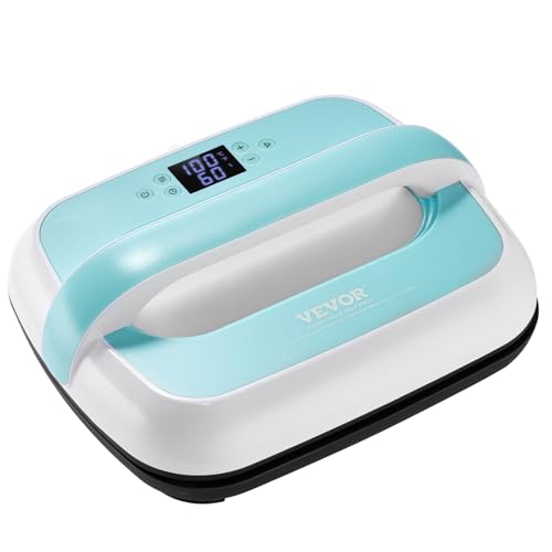 VEVOR Transferpresse Mini Presse Plotter Maschine klein Heizpresse Druckmaschine 12 x 10 Zoll mit automatischer Abschaltung Überhitzungsschutz & Zeiteinstellung für Hut Schuhe Taschen (Weiß + Grün) von VEVOR