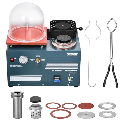 VEVOR Vakuum-Einbettgussmaschine 2 L mit Schmelzofen & praktischer Öleinspritzöffnung, Metallschmuckgusswerkzeug Vakuumgussmaschine zum Gießen von Schmuck und Schmelzen von Schrott Silber Gold Kupfer von VEVOR