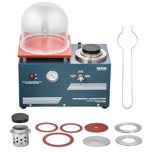 VEVOR Vakuum-Einbettgussmaschine 400 ml mit 3 CFM-Pumpe & Glocke & Präzisionsmanometer, Metallschmuckgusswerkzeug Vakuumgussmaschine zum Gießen von Schmuck und Schmelzen (28 x 28 cm) 290 W Leistung von VEVOR
