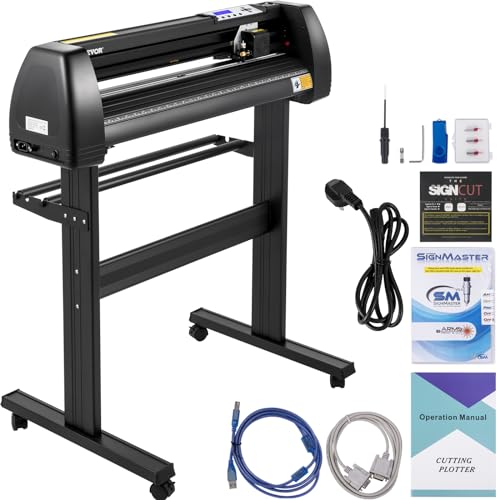 VEVOR Vinyl Schneideplotter Max. Einzug 720 mm Folienschneider Schrittmotor 800 mm/s Plottermaschine Schnittstärke Max. 3 mm, Folienplotter mit Klingenhalter, Vinylschneider mit Signcut & Signmaster von VEVOR