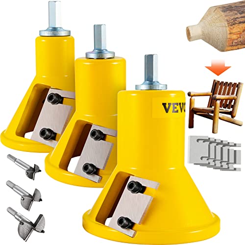 VEVOR Zapfenschneider Forstnerbohrer 25,4 mm & 38 & 50,8 mm, 2 Klingen Zapfenschneider Forstner Bit Zapfenschneider Set für Balkenbetten, Balkengeländer, Balkenzäune, Balkentische usw. Forstnerbohrer von VEVOR
