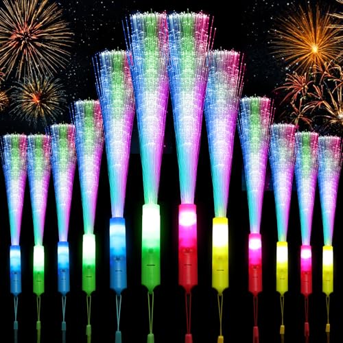 VEYLIN 12 Stück LED Leuchtstäbe Glasfaser, Leuchtwedel Bunte mit Batterie, Knicklichter für Kinder, Party, Weihnachten, Konzert, Hochzeit, Halloween VEYLIN 12 Stück LED Leuchtstäbe Glasfaser, Leuchtwedel Bunte mit Batterie, Knicklichter für Kinder, Party, Weihnachten, Konzert, Hochzeit, Halloween von VEYLIN