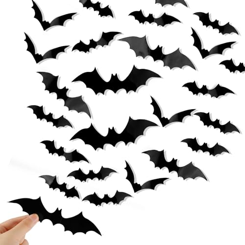 VEYLIN 160-teiliges Halloween Fledermaus Aufklebern Deko– Fenster und Wanddekoration für Halloween – Perfekt für Partys, Häuser, Geschäfte und DIY-Projekte (Schwarze Fledermäuse Aufklebern) von VEYLIN
