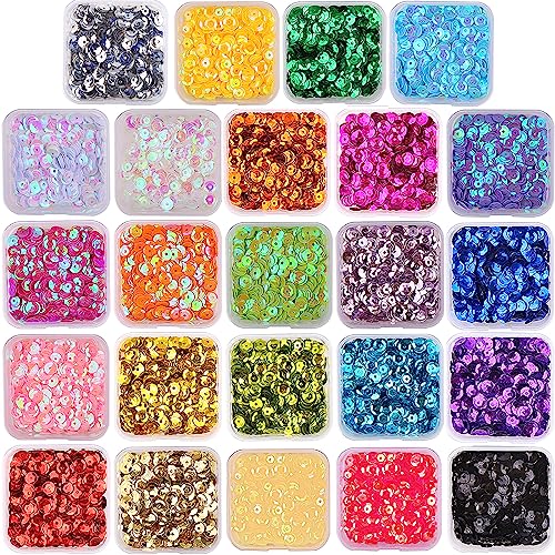 VEYLIN 5400 Stück 8 mm lose runde Stickpailletten – 24 Farben, Bastel-Pailletten mit Löchern für DIY VEYLIN 5400 Stück 8 mm lose runde Stickpailletten – 24 Farben, Bastel-Pailletten mit Löchern für DIY von VEYLIN