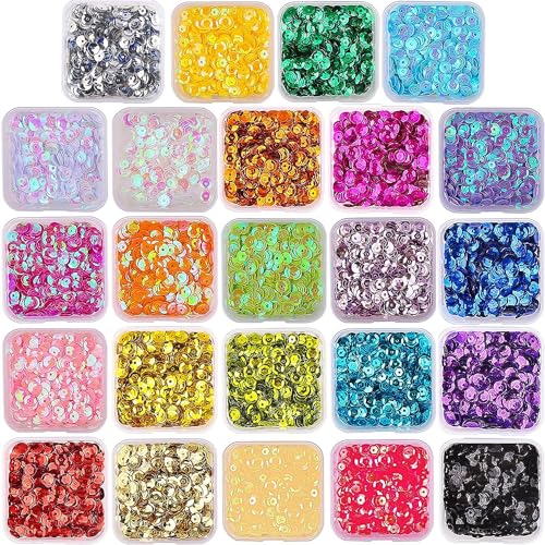 VEYLIN Lose Pailletten, 22500 Stück, 4 mm, lose Pailletten, 24 Farben, runde Stick-Pailletten zum Basteln, Pailletten mit Löchern für DIY VEYLIN Lose Pailletten, 22500 Stück, 4 mm, lose Pailletten, 24 Farben, runde Stick-Pailletten zum Basteln, Pailletten mit Löchern für DIY von VEYLIN