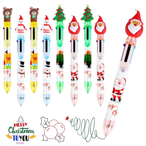 VEYLIN Weihnachten Multicolor kugelschreiber,8 Stück 6-in-1 farbige Mehrfarbige Kugelschreiber,Weihnachtsmann Tintenroller,Einziehbarer Shuttle Stift für Schulen, Büros, Kinder VEYLIN Weihnachten Multicolor kugelschreiber,8 Stück 6-in-1 farbige Mehrfarbige Kugelschreiber,Weihnachtsmann Tintenroller,Einziehbarer Shuttle Stift für Schulen, Büros, Kinder von VEYLIN