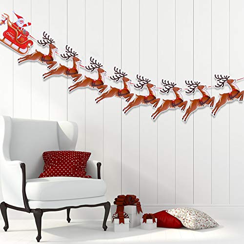 VEYLIN Weihnachtliche Rentier-Wimpelkette, Weihnachtsmannschlitten, Banner für Party-Dekoration VEYLIN Weihnachtliche Rentier-Wimpelkette, Weihnachtsmannschlitten, Banner für Party-Dekoration von VEYLIN