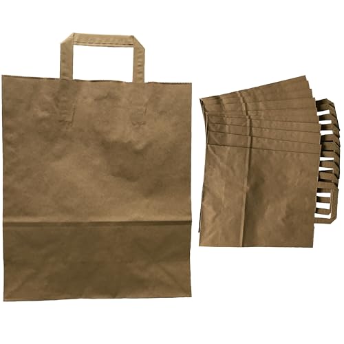 VEZODEK 10 Stück Papiertüten mit Henkel 33x28x12cm, Es Kann wie Verwendet werden Popcorn Tüten, Kraftpapier, Geschenktüten Kindergeburtstag, Butterbrottüten, Brottüten, Partytüten (Braun, 33x28x12cm) VEZODEK 10 Stück Papiertüten mit Henkel 33x28x12cm, Es Kann wie Verwendet werden Popcorn Tüten, Kraftpapier, Geschenktüten Kindergeburtstag, Butterbrottüten, Brottüten, Partytüten (Braun, 33x28x12cm) von VEZODEK