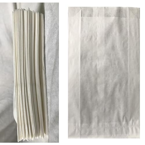 VEZODEK 200 Stück Weiß Papiertüten Klein Mini 20x12cm, Es Kann wie Verwendet werden Popcorn Tüten, Kraftpapier, Geschenktüten Kindergeburtstag, Butterbrottüten, Brottüten, Süßigkeiten (200) von VEZODEK