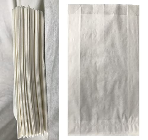 VEZODEK Weiß Papiertüten Klein Mini 20x12cm, Es Kann wie Verwendet werden Popcorn Tüten, Kraftpapier, Geschenktüten Kindergeburtstag, Butterbrottüten, Brottüten, Süßigkeiten (100) von VEZODEK