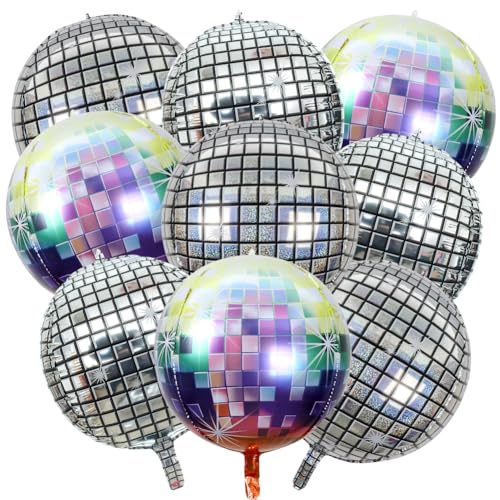 VEghee 9 PCS Discokugel Luftballon, Mehrfarbige Disco-Folienballons, Bunte Discokugel-Luftballons Geburtstag Party Mitzvah Abschlussfeier Dekoration Party Deko Disco Mottoparty von VEghee