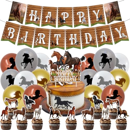 VEghee Pferd Luftballons Partydekorationen, Lustige Braun Pferd Ballon Geburtstag Set, Pferde Deko Kindergeburtstag, Geburtstag Thematische Pferd Party Dekorationen. von VEghee