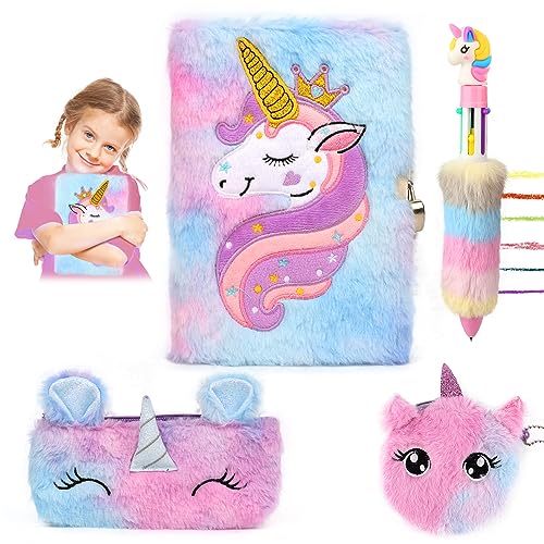 VFANDV Einhorn Tagebuch mit Schloss, Einhorn Notizbuch Set mit Gelschreiber, 2 x Einhorn Schreibwaren Tasche, Zeichnen Notizblock mit Zahlenschloss, A5 Journal Buch für Mädchen 5 6 7 8 9 Jahre (lila) VFANDV Einhorn Tagebuch mit Schloss, Einhorn Notizbuch Set mit Gelschreiber, 2 x Einhorn Schreibwaren Tasche, Zeichnen Notizblock mit Zahlenschloss, A5 Journal Buch für Mädchen 5 6 7 8 9 Jahre (lila) von VFANDV