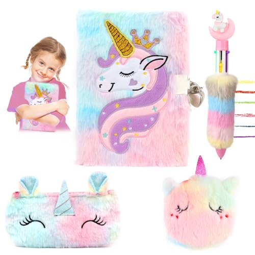 VFANDV Einhorn Tagebuch mit Schloss, Einhorn Notizbuch Set mit Gelschreiber, 2 x Einhorn Schreibwaren Tasche, Zeichnen Notizblock mit Zahlenschloss, A5 Journal Buch für Mädchen 5 6 7 8 9 Jahre (Rosa) VFANDV Einhorn Tagebuch mit Schloss, Einhorn Notizbuch Set mit Gelschreiber, 2 x Einhorn Schreibwaren Tasche, Zeichnen Notizblock mit Zahlenschloss, A5 Journal Buch für Mädchen 5 6 7 8 9 Jahre (Rosa) von VFANDV