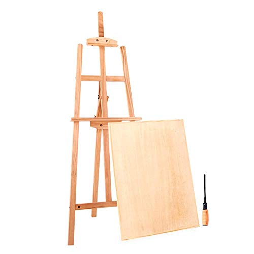 Staffelei 1,45 m Staffelei Artboard Set Massivholz Faltskizze Werbung Kunst 2K Zeichenbrett Regal A-Rahmen Staffelei (Farbe: Natur, Größe: 69 x 51,5 x 145 cm) von VFDIOAIOFURRE
