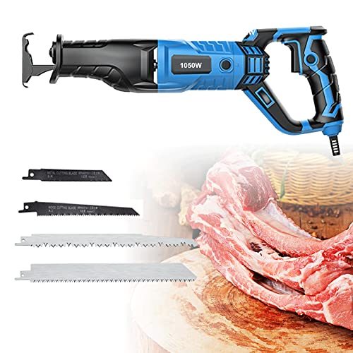 Profi Knochensäge Elektrisch, Fleischersäge Sägeblatt mit 4 Säbelsägeblatt, UniversalSaw für Schneidet harten Knochen, Kunststoff, Metall, Holz(Size:1050W) von VFDZ