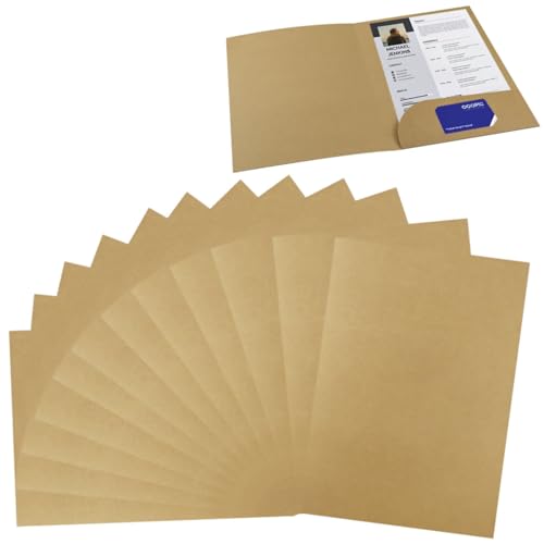 12 Stück Kraftpapier Dokumentenmappe Mappe A4 Präsentationsmappe mit Kartenschlitzen Tasche Aktenordner Organizer Aufbewahrungsmappe Bewerbungsmappen Papier Ordner Set für Büro Schule Business Zuhause von VFFNFF