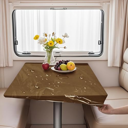 VFGFDJNDFX Set 2 rutschfest Spanntischdecke Für Wohnwagen Wohnmobil - 1 Samt Tischdecken Abwaschbar + 1 PVC Durchsichtige Tischdecke Outdoor Wetterfest (Kürbis,70 * 134cm(rechteckig)) von VFGFDJNDFX
