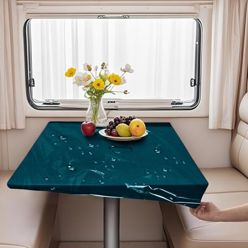 VFGFDJNDFX Set 2 rutschfest Spanntischdecke Für Wohnwagen Wohnmobil - 1 Samt Tischdecken Abwaschbar + 1 PVC Durchsichtige Tischdecke Outdoor Wetterfest (Royal,152 * 152cm(rund)) von VFGFDJNDFX