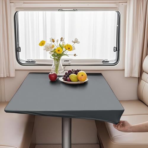 VFGFDJNDFX Spanntischdecke Rechteckig, PVC Outdoor Tischdecke Wetterfest Mit Gummizug, Abwischbare Vinyl Tischtuch Für Wohnmobil Picknick (Hellgrau,70 * 70cm(quadra)) von VFGFDJNDFX