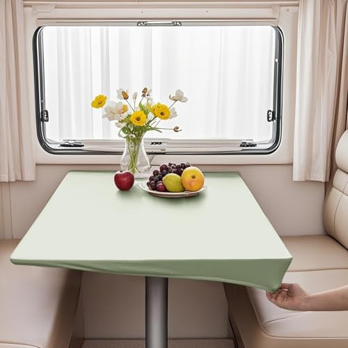 VFGFDJNDFX Spanntischdecke Rechteckig, PVC Outdoor Tischdecke Wetterfest Mit Gummizug, Abwischbare Vinyl Tischtuch Für Wohnmobil Picknick (Salbei Grün,70 * 70cm(quadra)) von VFGFDJNDFX