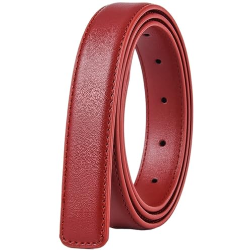 VFIDPSU Frauen Gürtel Breites Lederband, Gürtel Ohne Schnalle, Glatter Schnallengürtel Ohne Schnalle, Lederband Mit Weiblichem Schnallengürtel(Wine red) von VFIDPSU