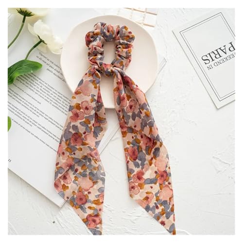 VFIDPSU Satin Haarschal Drucken Chiffon Lange Band Haargummis Frauen Mädchen Pferdeschwanz Schal Elastische Haarbänder Krawatten Haarschmuck(26) von VFIDPSU