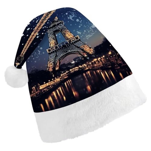 VFMKT Night Paris Eiffel-Weihnachtsmütze, bequem, Plüsch, Weihnachtsmannmütze, extra dick, Weihnachtsmütze für Erwachsene, Damen, Herren, Weihnachten, Neujahr, Party, Kopfbedeckung VFMKT Night Paris Eiffel-Weihnachtsmütze, bequem, Plüsch, Weihnachtsmannmütze, extra dick, Weihnachtsmütze für Erwachsene, Damen, Herren, Weihnachten, Neujahr, Party, Kopfbedeckung von VFMKT