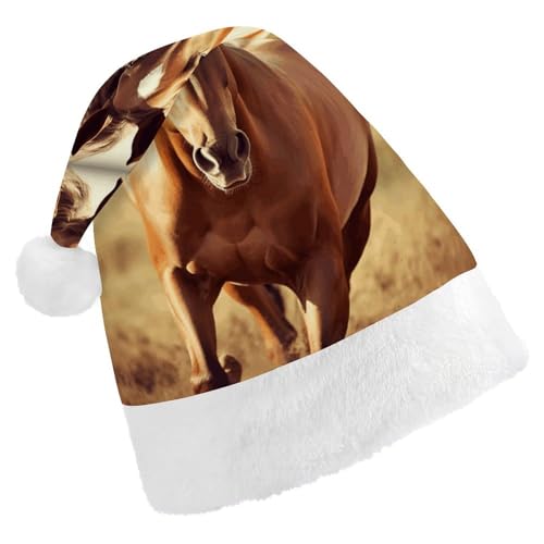 VFMKT Weihnachtsmütze mit Pferd auf der Wiese - Bequemer Weihnachtsmannhut aus extra dickem Plüsch für Erwachsene Frauen Männer Neujahr VFMKT Weihnachtsmütze mit Pferd auf der Wiese - Bequemer Weihnachtsmannhut aus extra dickem Plüsch für Erwachsene Frauen Männer Neujahr von VFMKT
