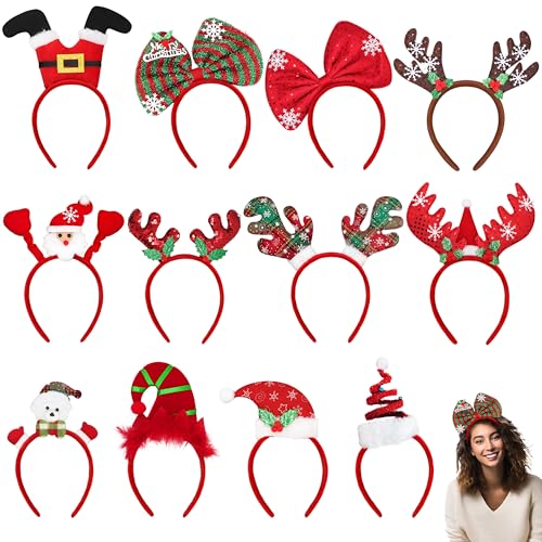 VFZILH 12 Stück Haarreifen Weihnachten,Weihnachts Haarreif für Erwachsene, Damen und Herren,Weihnachts Kopfschmuck Umfasst Santa Claus, Rentiergeweih,Schneeflocken,Pailletten und Bögen Designs VFZILH 12 Stück Haarreifen Weihnachten,Weihnachts Haarreif für Erwachsene, Damen und Herren,Weihnachts Kopfschmuck Umfasst Santa Claus, Rentiergeweih,Schneeflocken,Pailletten und Bögen Designs von VFZILH