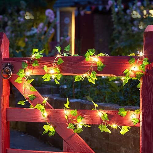 VGE Lichterkette mit Blättern, Künstliche Ahornblatt Pflanzen Grüne Blätter Lichterketten, 10m 100 LED Ahorn Blätter Lampe Hängende Beleuchtung, Indoor Outdoor Dekoration von VGE