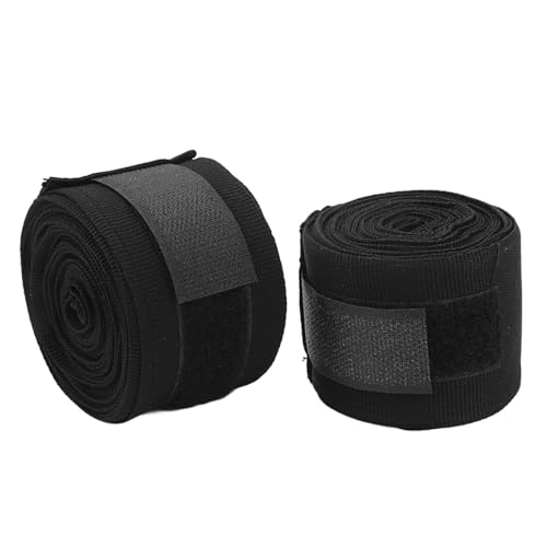 VGEBY 2 Stück Box-Handbandagen, Baumwolle, 5 M, Schnell Trocknend, Halbelastisches Hakenschlaufen-Design, Sport-Handbandagen für Kickboxen, Muay Thai (Schwarz) von VGEBY
