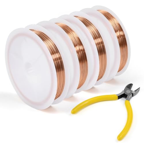 VGECEE 200m Isolierter Kupferdraht Kupferlackdraht Kupferspulen, Lackdraht Lötbar Reiner Kupferdraht Basteldraht Schmuckdraht Copper Wire, (0,2 mm*100 m, 0,3 mm*50 m, 0,4 mm*30 m, 0,5 mm*20 m) von VGECEE