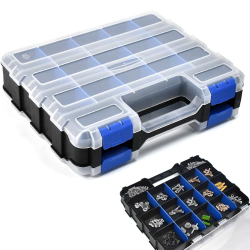 VGECEE Werkzeug-organizer Sortmaster 34 Fächer Werkzeug Kleinteile Organizer Box Koffer Aufbewahrung Werkzeuge Kleinteile Doppelseitige Schrauben Sortierbox Sortierboxen Werkstatt (32 * 27 * 8cm) von VGECEE