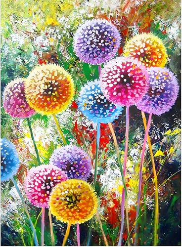 VGJM 5D Diamond Painting Kit Full Drill Arts Craft Canvas Supply for Home Wall Decor Adults and Kids Colored Dandelion 40x40cm von VGJM