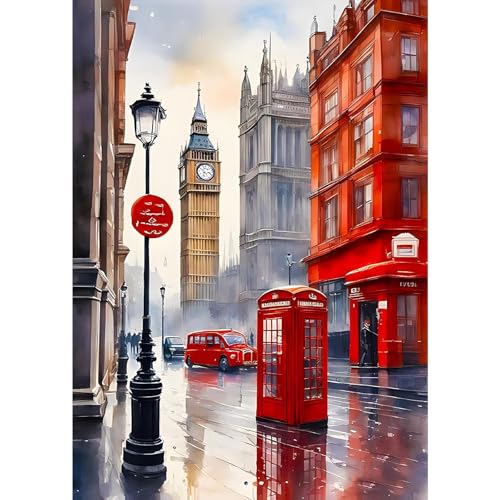 VGJM 5D London Street Diamond Painting Pictures Kits, Diamond Painting Set for Adults, Mosaic Making Diamond Painting for Home Decoration and Gift, 50x50cm von VGJM