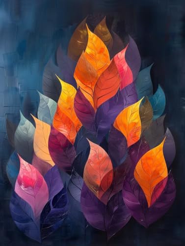 VGJM Abstract DIY 5D Diamond Art, Leaves Diamond Painting Kits, circle Full Drill Crystal Art Kits for Adults Beginners, DIY Cross Stitch Embroidery Crafts Pictures, for Home Wall Decor, H-50x60cm von VGJM
