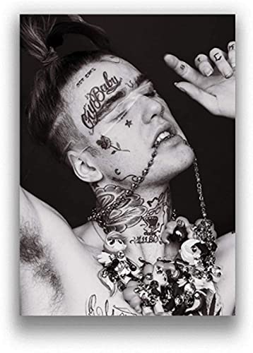 VGJM Adult 5D Diamond Painting Set Lil Peep Rapper Music Singer Star Idol Black and White Art Crafts for Home Wall Decoration 50x50cm von VGJM