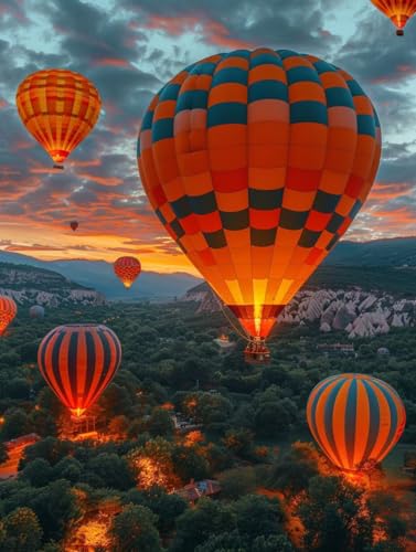 VGJM Balloon DIY 5D Diamond Art, Landscape Diamond Painting Kits, circle Full Drill Crystal Art Kits for Adults Beginners, DIY Cross Stitch Embroidery Crafts Pictures, for Home Wall Decor, Q-40x50cm von VGJM