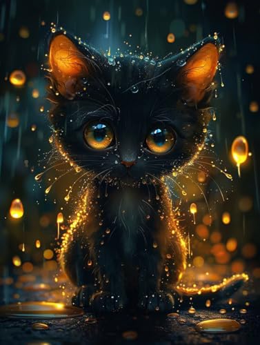VGJM Cat DIY 5D Diamond Art, Animal Diamond Painting Kits, circle Full Drill Crystal Art Kits for Adults Beginners, DIY Cross Stitch Embroidery Crafts Pictures, for Home Wall Decor, 40x50cm von VGJM