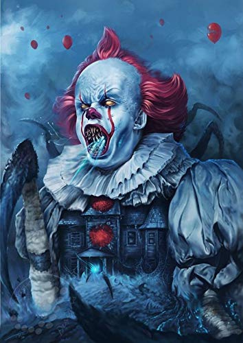 VGJM DIY 5D Diamond Painting Kits, Blue Clown Full Drill Halloween Diamond Painting for Beginner Adults Rhinestone Numbered Diamond Arts Home Wall Decor,30x40cm von VGJM