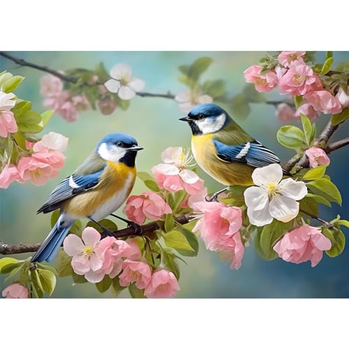 VGJM DIY Diamond Painting Kits for Adults Birds and Blossoms Diamond Art Paint with Round Diamonds Full Drill Gem Art Painting Kit for Home Wall Decor 30x40cm von VGJM