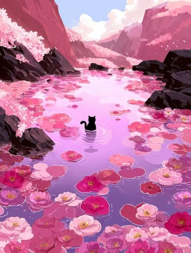 VGJM Flower DIY 5D Diamond Art, Landscape Diamond Painting Kits, circle Full Drill Crystal Art Kits for Adults Beginners, DIY Cross Stitch Embroidery Crafts Pictures, for Home Wall Decor, 40x40cm von VGJM