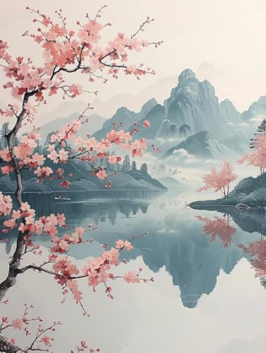 VGJM Flower DIY 5D Diamond Art, Mountain Diamond Painting Kits, circle Full Drill Crystal Art Kits for Adults Beginners, DIY Cross Stitch Embroidery Crafts Pictures, for Home Wall Decor, 40x50cm von VGJM