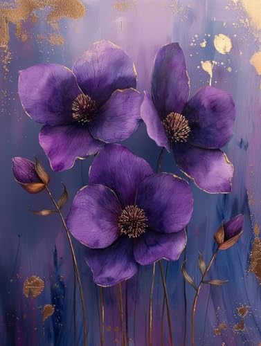 VGJM Flower DIY 5D Diamond Art, Plant Diamond Painting Kits, circle Full Drill Crystal Art Kits for Adults Beginners, DIY Cross Stitch Embroidery Crafts Pictures, for Home Wall Decor, 50x50cm von VGJM