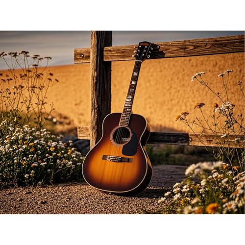 VGJM Guitar American Country Style Diamond Art 5D Diamond Painting DIY Kits Full Round Drill Crystal by Number Stitch Handmade Arts and Crafts for Living Room Home Wall Decor50x60cm von VGJM