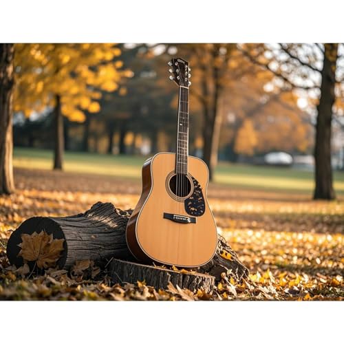 VGJM Guitar in The Fall Forest 5D Diamond Painting DIY Kits Diamond Art Full Round Drill Rhinestones by Number Embroidery Arts and Crafts for Living Room Home Wall Decor40x50cm von VGJM