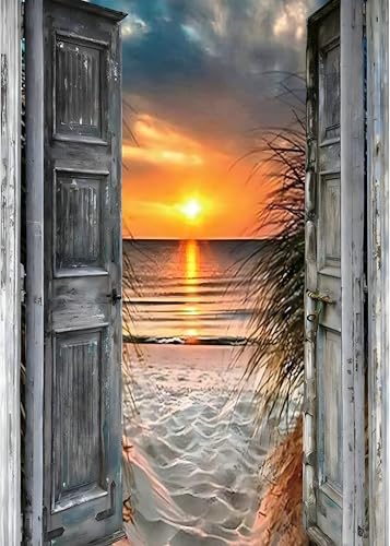 VGJM Landscapes Diamond Painting Kits, 5D Diamond Arts Painting Kits for Adults, DIY Full Drill Diamond Painting Pictures Cross Stitch Arts Crafts for Home Wall Decor Sunset at The Gate 50x50cm von VGJM